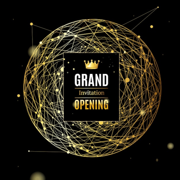 Vector grand opening card poster background on a dark vector