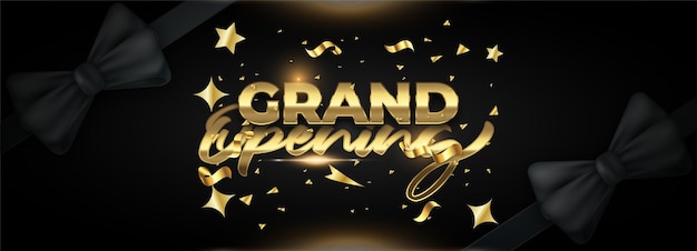 Grand opening card with ribbon and scissors background