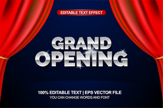 Grand Opening Editable Text Effect With Red Curtain background element