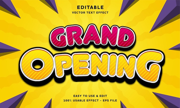 grand opening editable text effect