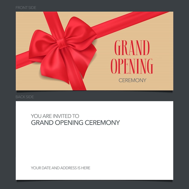 Grand opening invitation card. Template invite design for opening ceremony with text