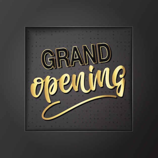 Grand Opening lettering design. Vector illustration.