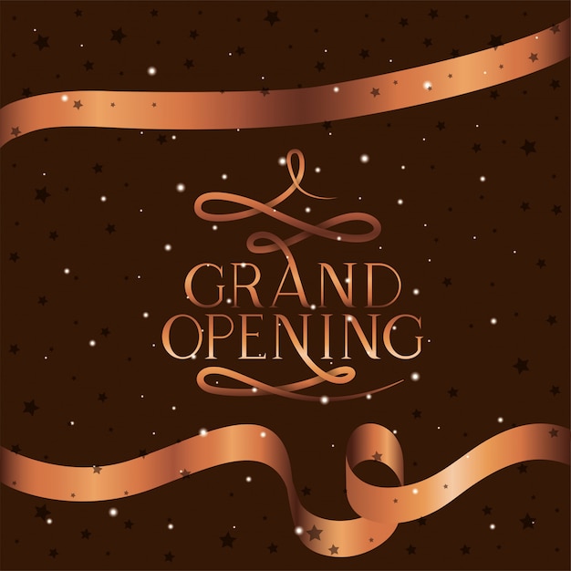 Grand opening message with golden ribbon