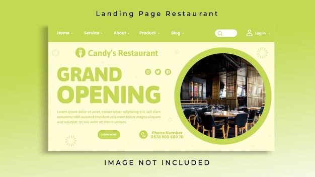 Grand opening restaurant landing page template