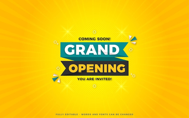 Grand opening sale poster sale banner design template with 3d editable text effect