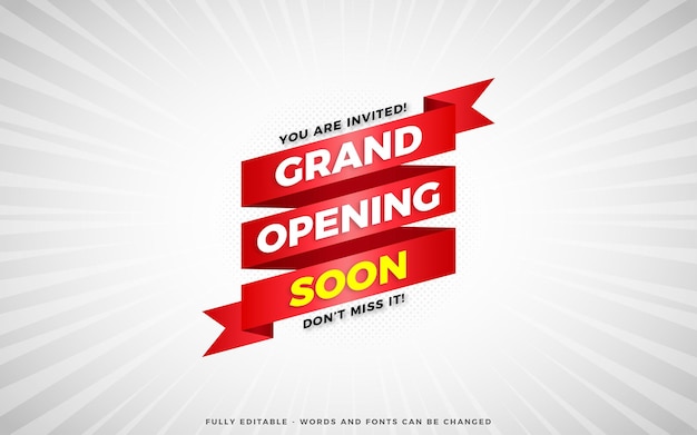 Grand opening sale poster sale banner design template with 3d editable text effect