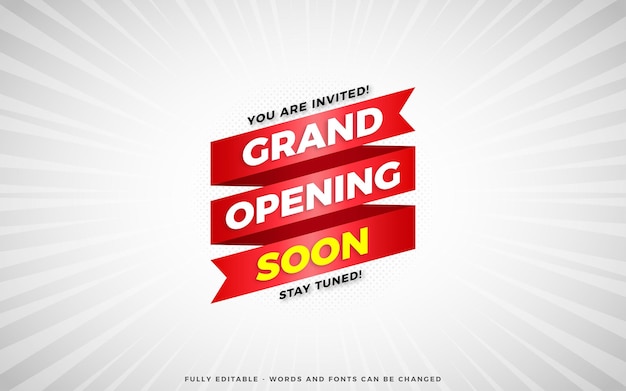 Grand opening sale poster sale banner design template with 3d editable text effect