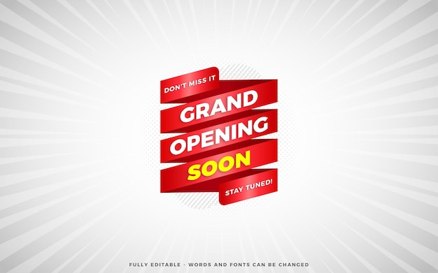 Grand opening sale poster sale banner design template with 3d editable text effect