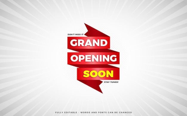 Grand opening sale poster sale banner design template with 3d editable text effect