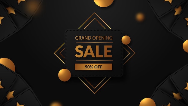 Grand opening sale with golden text