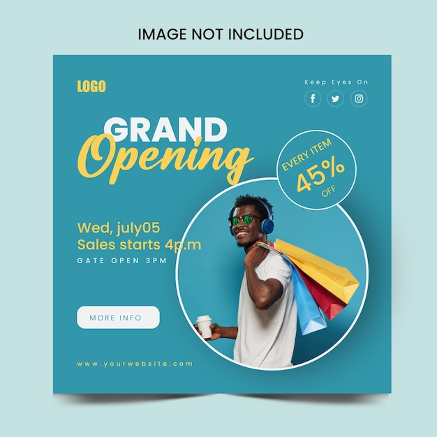 Grand Opening social media post design template