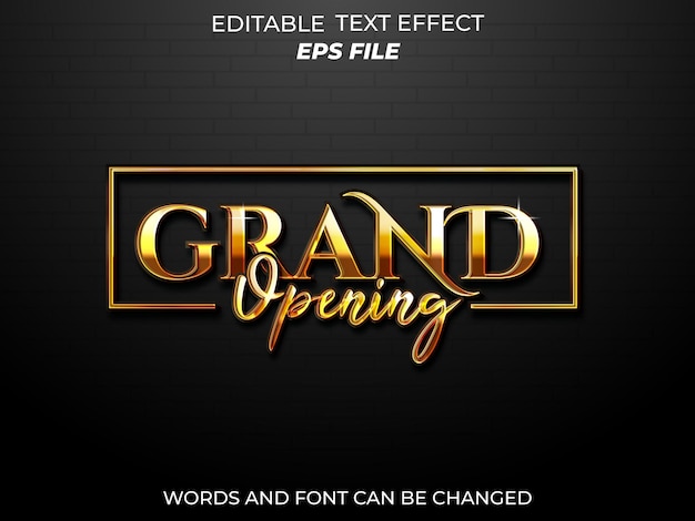 grand opening text effect font editable typography 3d text vector template