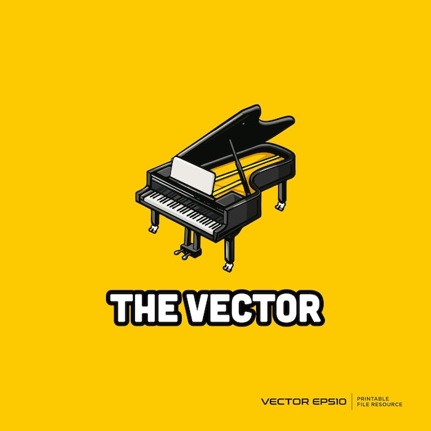 Vector grand piano mascot vector logo character cartoon illustration eps10