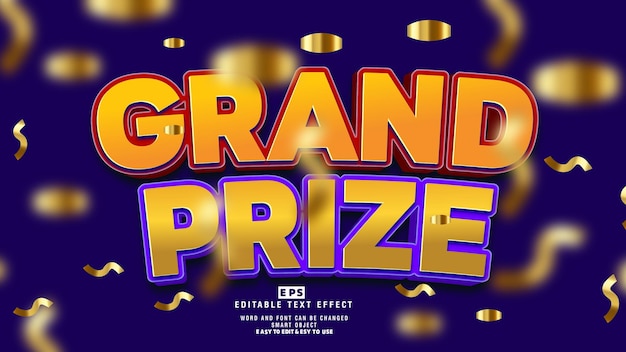 Grand Prize 3d Editable Text Effect Vector With Background