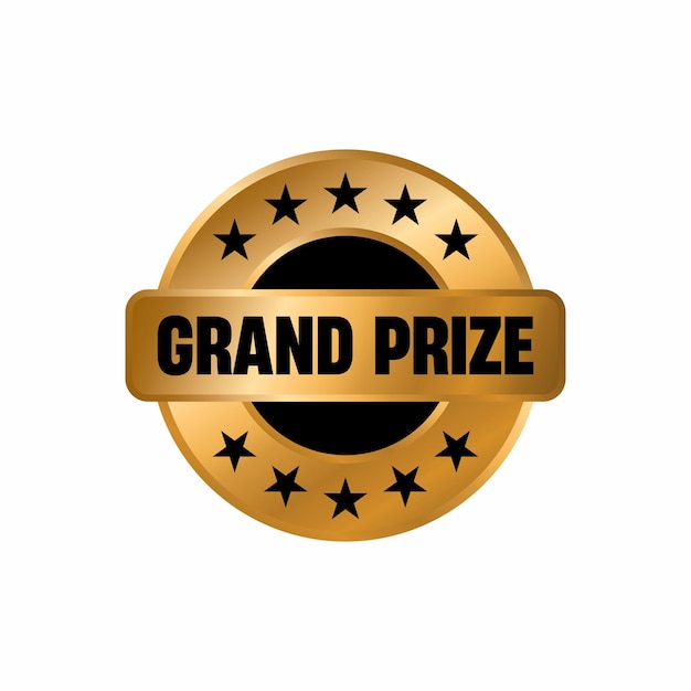 Grand prize gold vector emblem, Grand prize label stamp