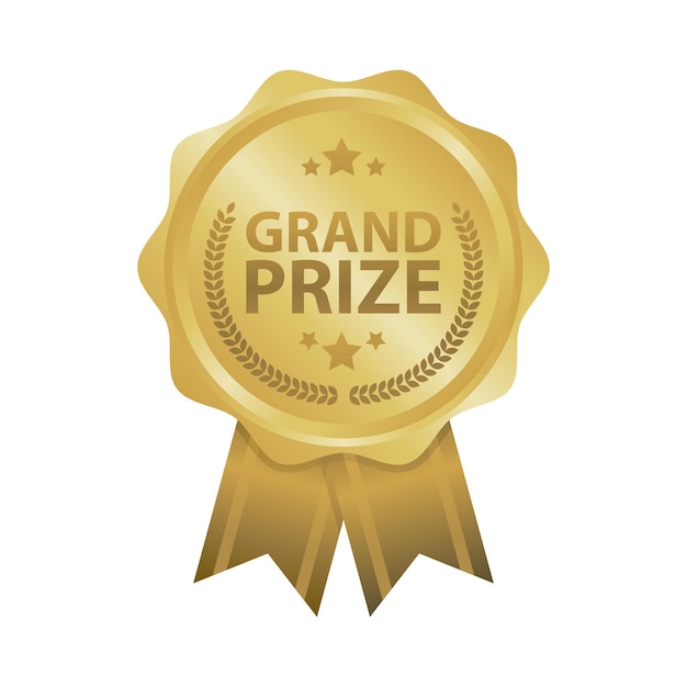 Grand prize win gold badges vector illustration.