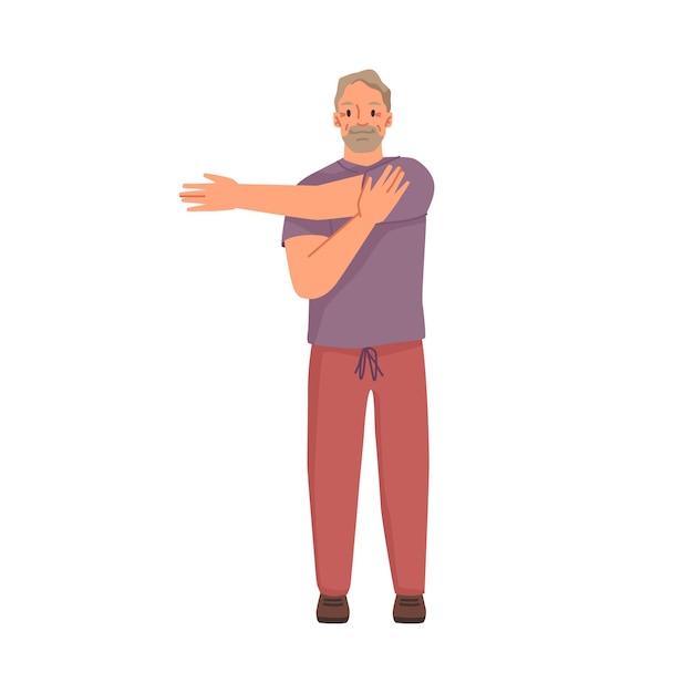 Grandfather doing physical exercises old man