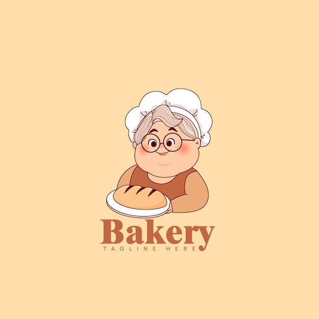 Grandma chef mascot logo for bakery restaurant and homemade culinary logo