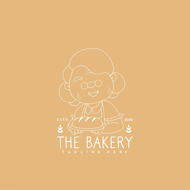 Grandma chef mascot logo for bakery restaurant and homemade culinary logo