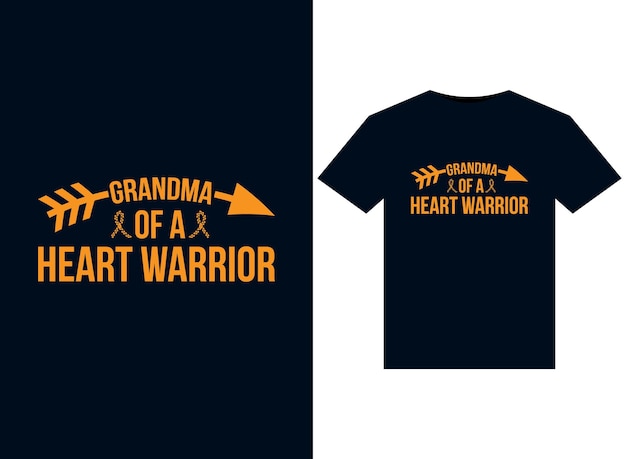 Grandma of a Heart Warrior illustrations for print-ready T-Shirts design