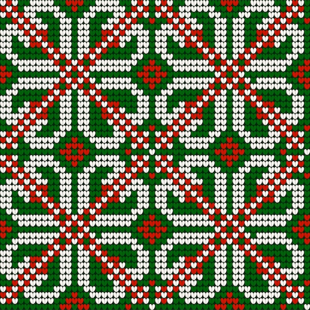 Grandma s Christmas knitting seamless pattern in red, green and white colors