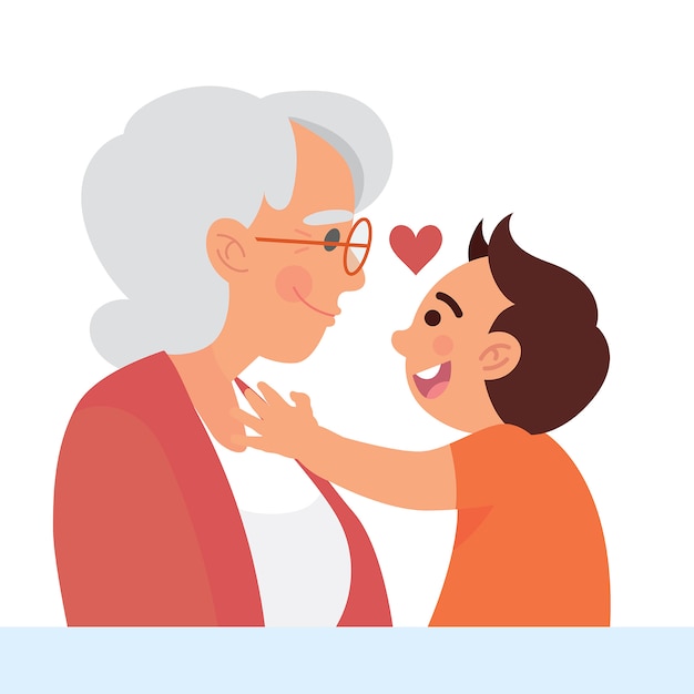 grandmother love his grandson vector illustration concept