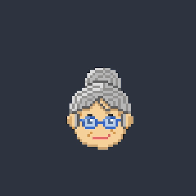 grandmother in pixel art style