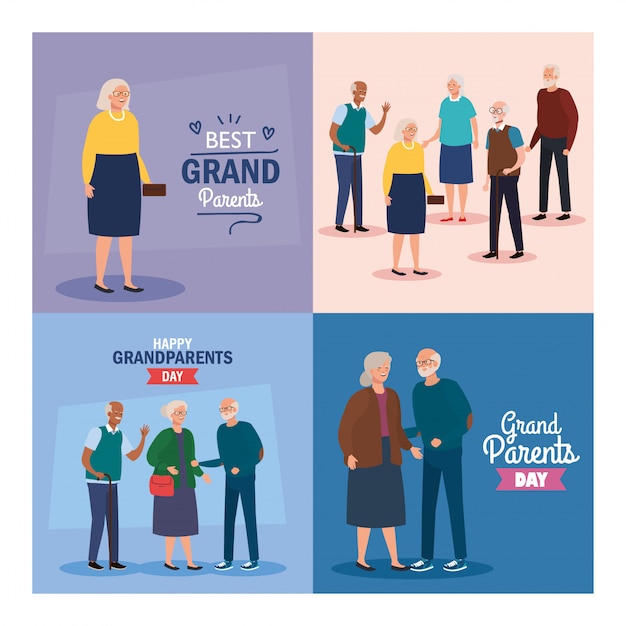 Grandmothers and grandfathers on happy grandparents day vector design