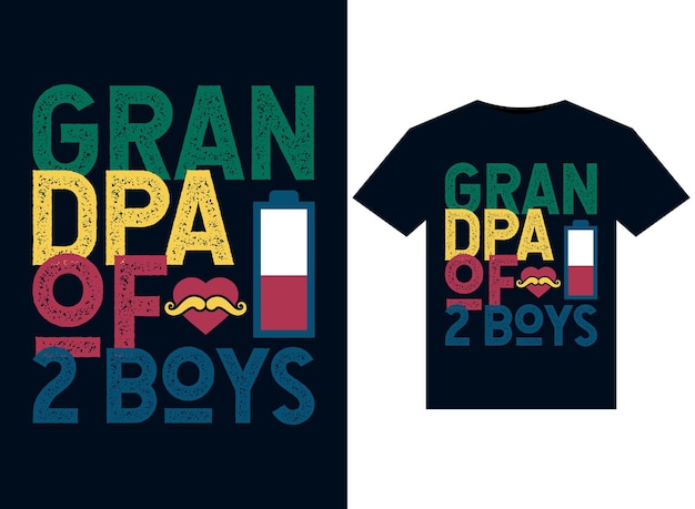 Grandpa of 2 Boys Tshirt Design Template vector typography illustrations for print