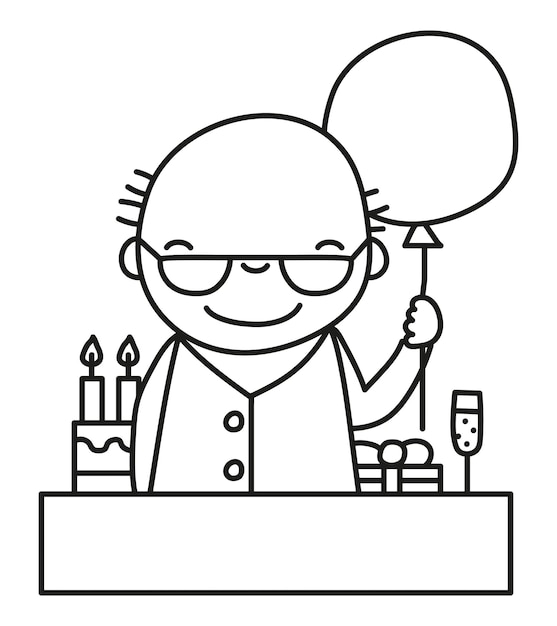 Grandpa birthday with banner vector illustration