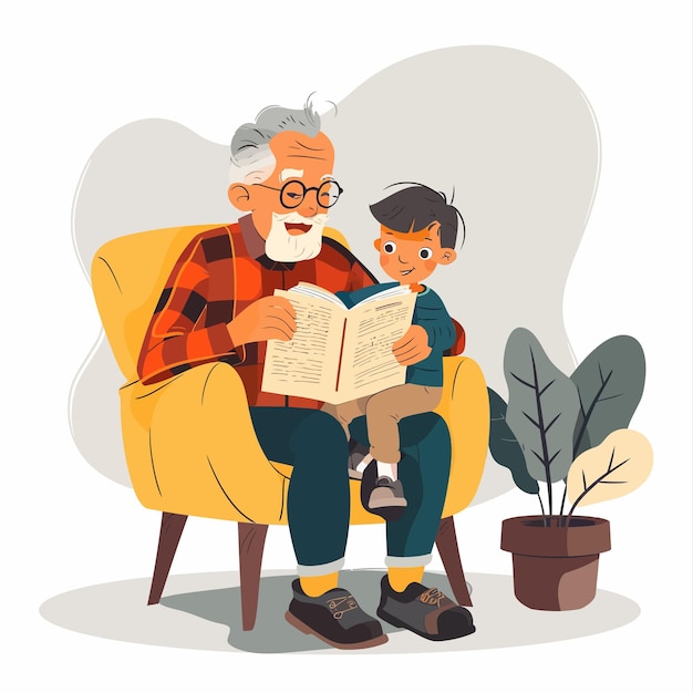 Vector grandparent_reading_fairytales