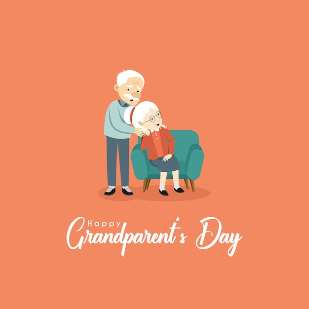 Vector grandparents day with grandfather and grandmother illustrations suitable for greeting card banner