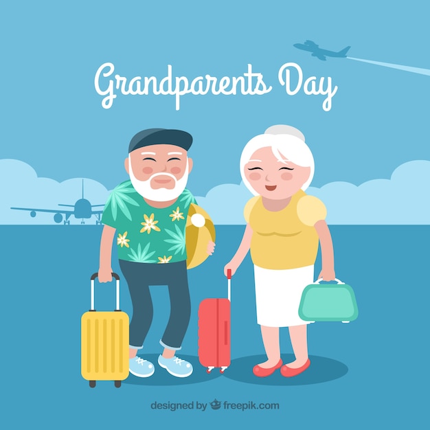 Grandparents on holiday background