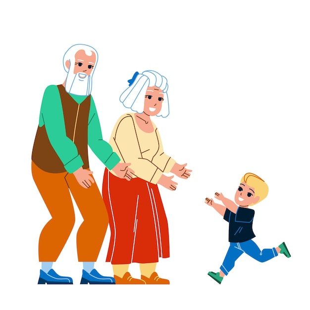 Grandparents Visit Grandchildren Family Vector