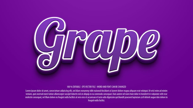 Grape 3d style editable text effect