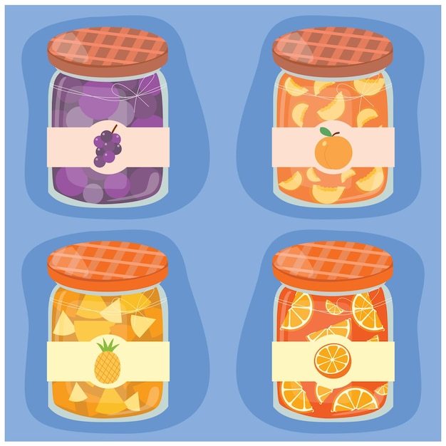 Vector grape jam peach jam pineapple jam marmalade