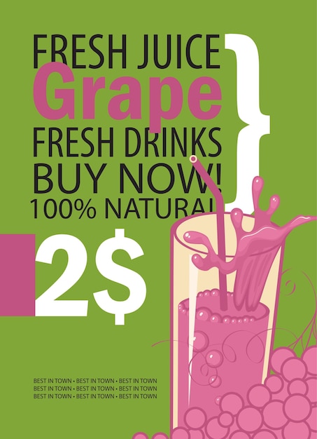 Vector grape juice advertising poster