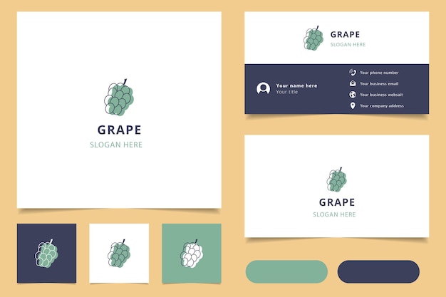 Grape logo design with editable slogan branding book and