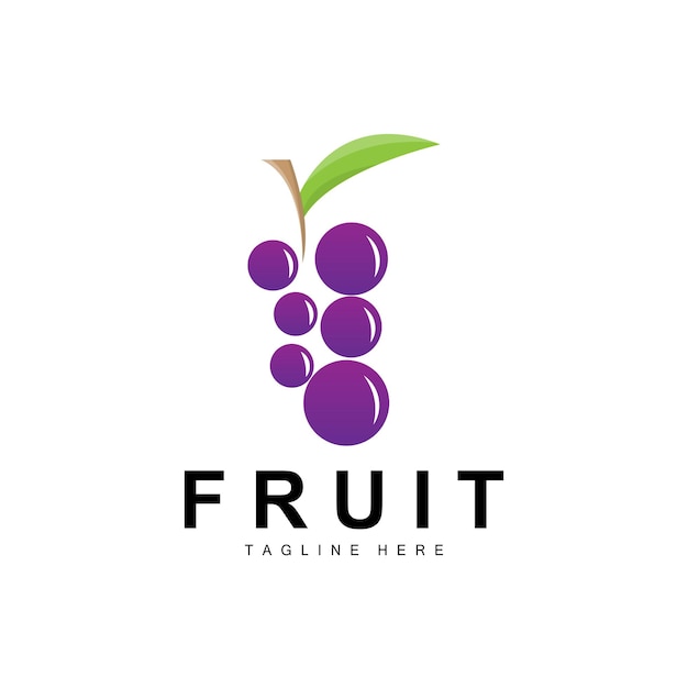 Grape Logo Farm Fruit Vector Fresh Purple Fruit Design Grape Product Icon Fruit Shop