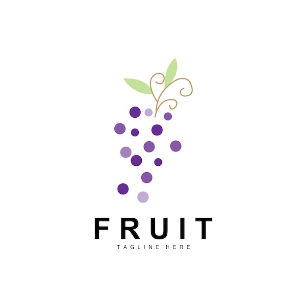 Grape Logo Farm Fruit Vector Fresh Purple Fruit Design Grape Product Icon Fruit Shop