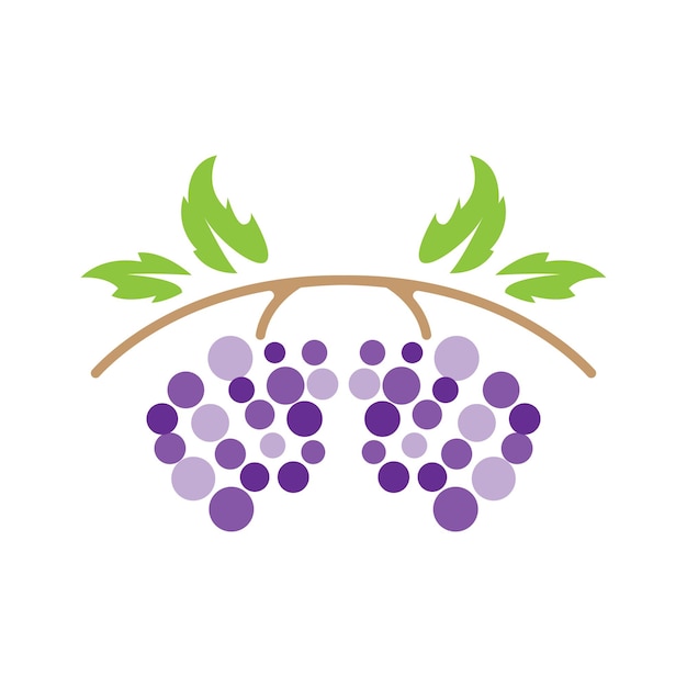 Grape Logo Garden Vector Fresh Purple Fruit Wine Brand Design Simple Illustration Template