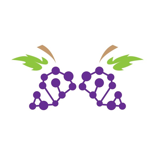 Grape Logo Garden Vector Fresh Purple Fruit Wine Brand Design Simple Illustration Template