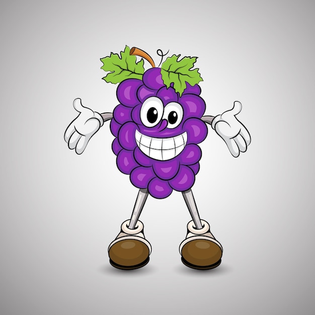 Grape Mascot Funny Grape vector illustration