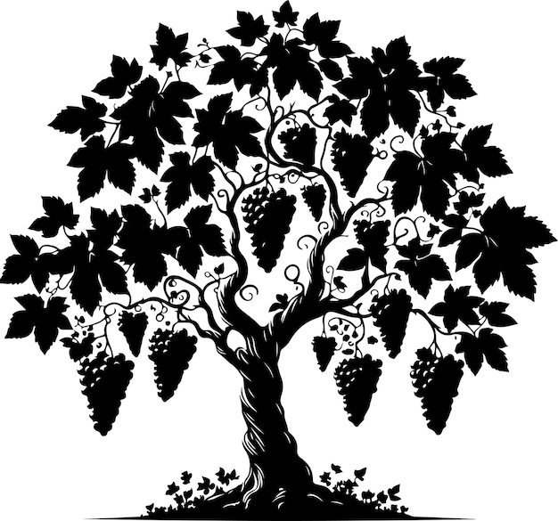 grape Tree vector black color silhouette isolated white background