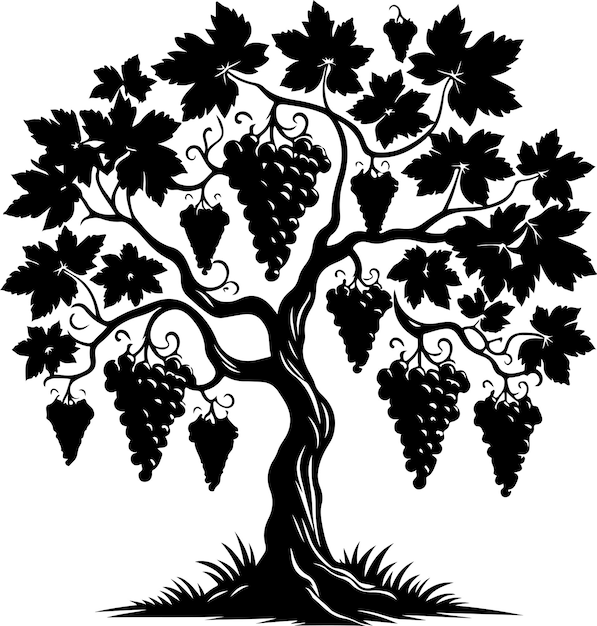 grape Tree vector black color silhouette isolated white background