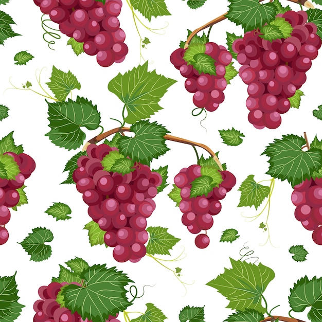 Grape vine seamless pattern and leaves