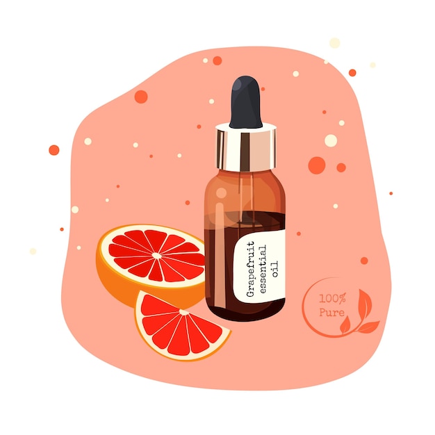 grapefruit essential oil, collection of oils for aromatherapy and spa