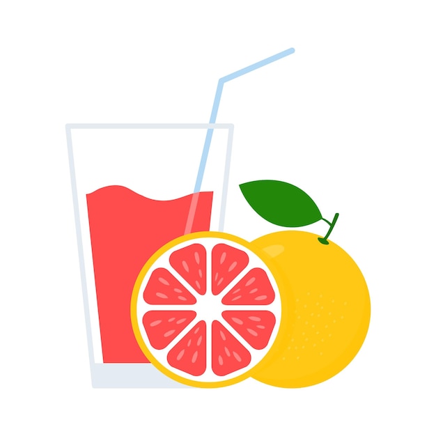 Grapefruit juice in glass. Healthy fresh drink.