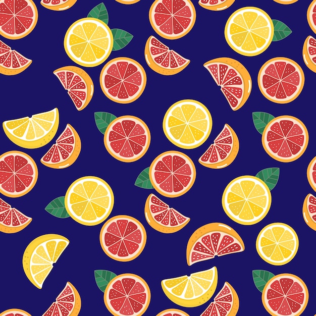 grapefruit and lemon seamless pattern