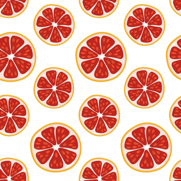 Grapefruit Seamless pattern. Flat vector summer citrus digital paper. Grapefruit or blood orange